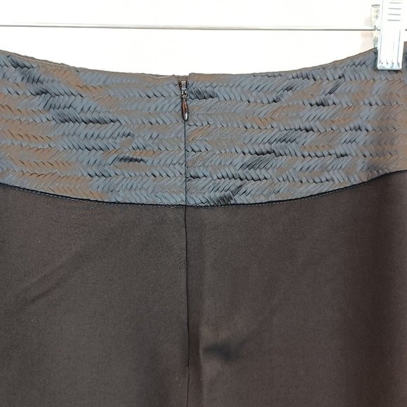 L'AGENCE WMNS Sz 6 Black Front Slit Pencil Skirt Woven Band High Waisted Modern - Picture 10 of 16